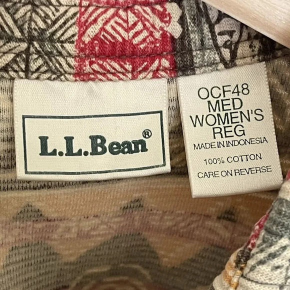 Vintage L.L. Bean Aztec Button Front Shirt Size Medium Reg Cotton - Picture 4 of 5